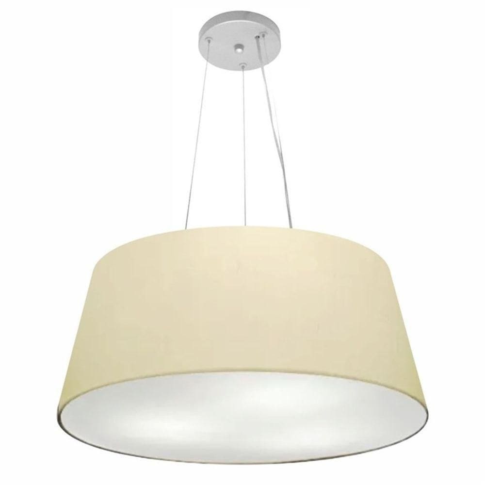 Lustre Pendente Cone Md-4062 Cúpula Em Tecido 25/60x50cm Algodão Crú - Bivolt