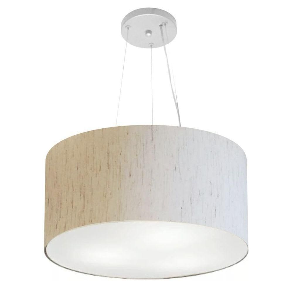 Lustre Pendente Cilíndrico Vivare Md-4185 Cúpula Em Tecido 45x21cm - Bivolt Linho Bege 127/220v
