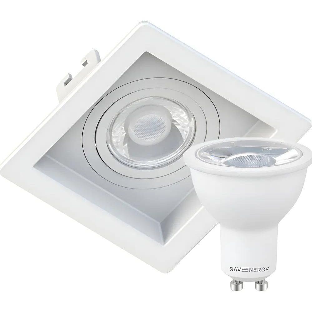2X Spot De Embutir Mr16 Dicroica Quadrado Recuado + Led
