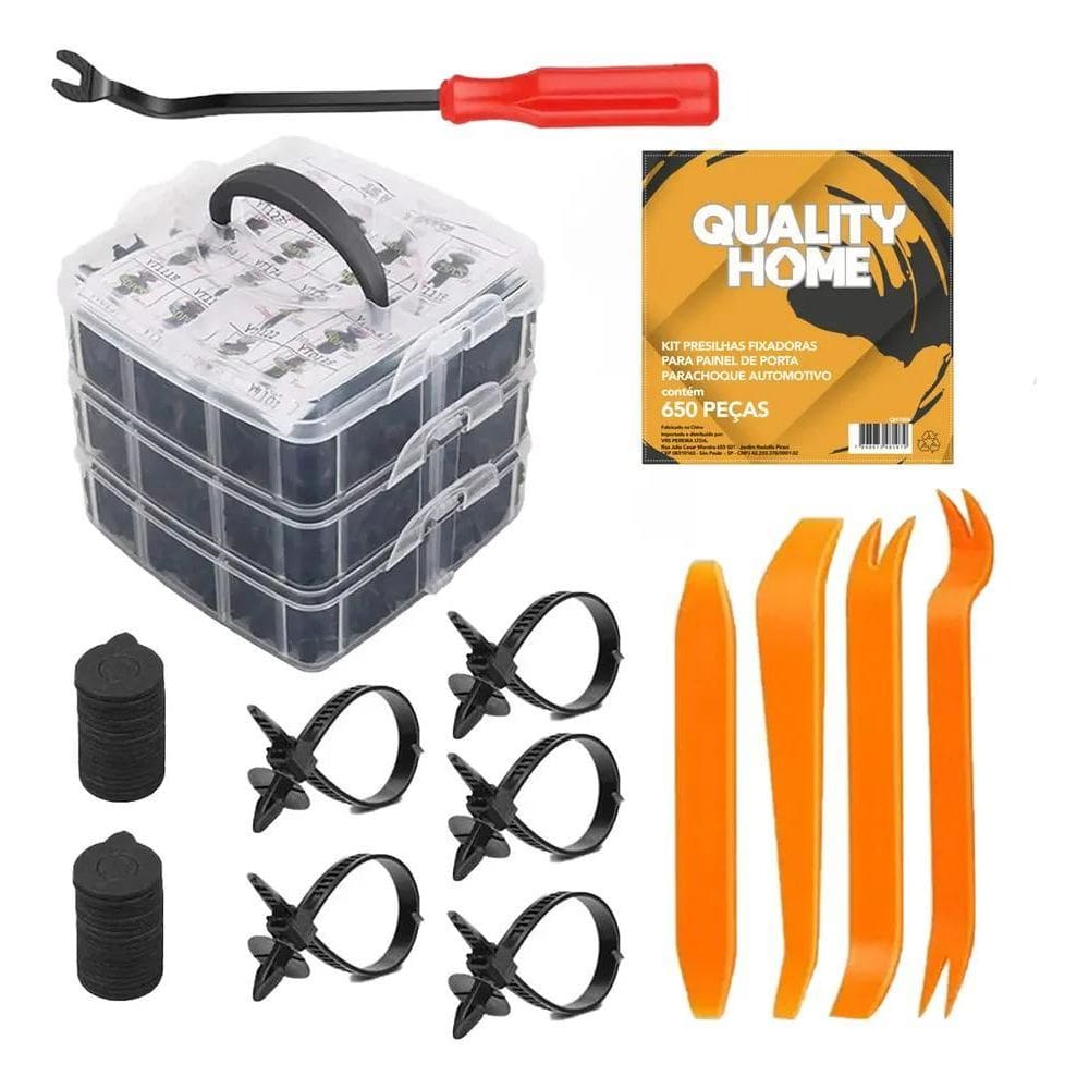 2X Kit Presilhas Grampo Automotiva Universal 650 Peças Compl