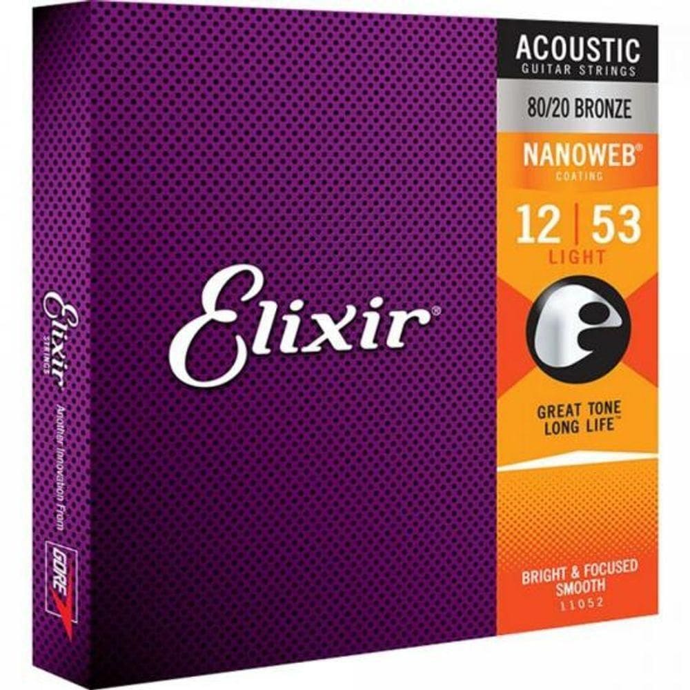 Encordoamento Para Violão Em Aco .012 Light Nanoweb Elixir