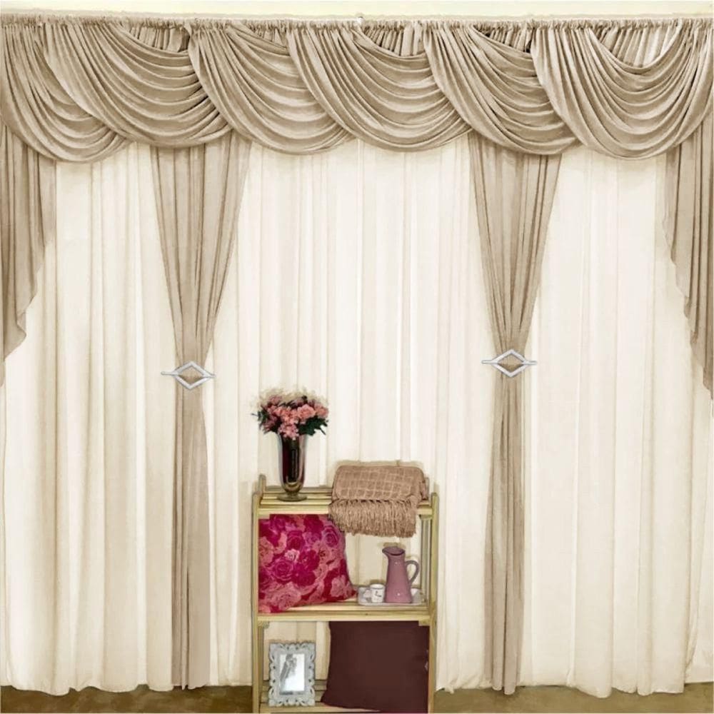 Cortina Mara Para Varão Duplo malha 3,00Mx2,60M Avelã Palha