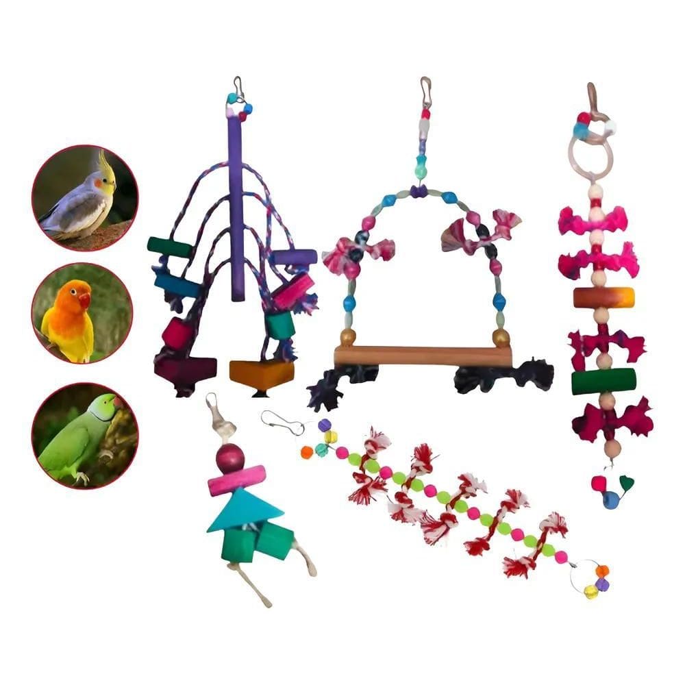 Brinquedos Para Calopsita E Periquito  Kit Com 5 Unidades