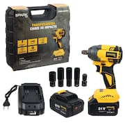 Chave De Impacto Spark Br Bateria Recarregável 21v Brushless Portátil 350Nm 2 velocidades 4 Soquetes 3000Mah Bivolt