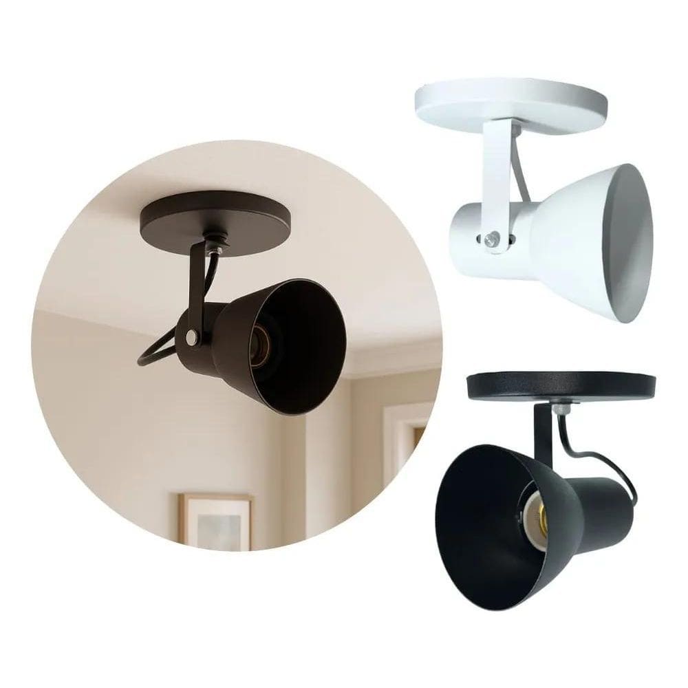 2X Spot De Sobrepor Direcionável Alumínio Teto Lâmpada E-27