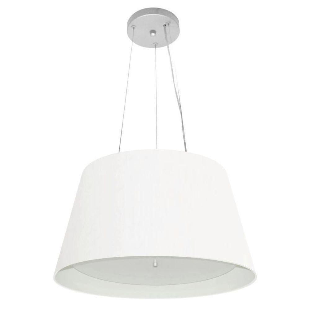 Lustre Pendente Cone Md-4119 Cúpula Em Tecido 21/40x30cm Branco - Bivolt