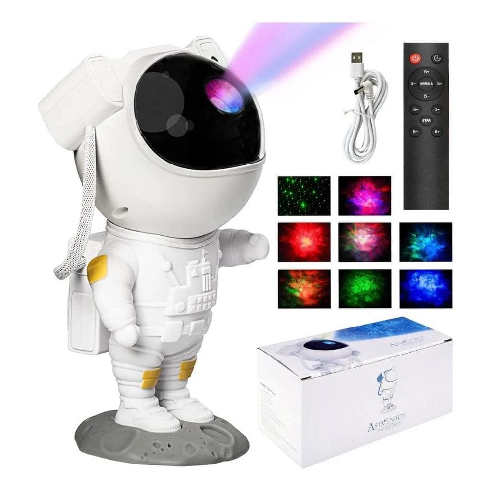 2X Luminária Astronauta Projetor Luz Galáxia Nebulosa Estrel
