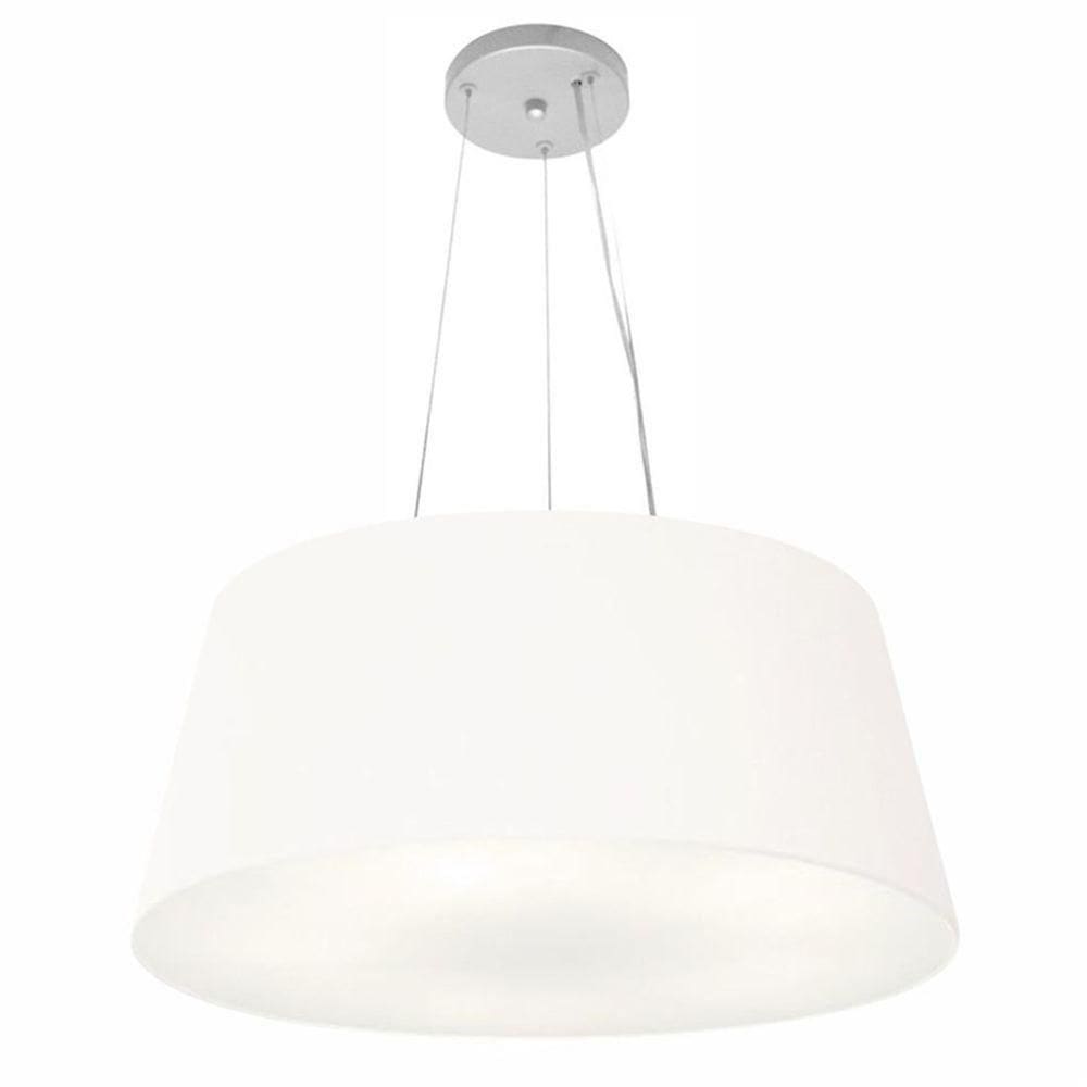Lustre Pendente Cone Md-4062 Cúpula Em Tecido 25/60x50cm Branco - Bivolt