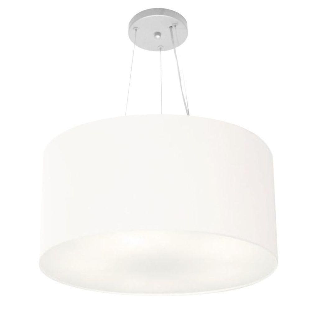 Lustre Pendente Cilíndrico Vivare Md-4191 Cúpula Em Tecido 55x25cm - Bivolt Branco 127/220v