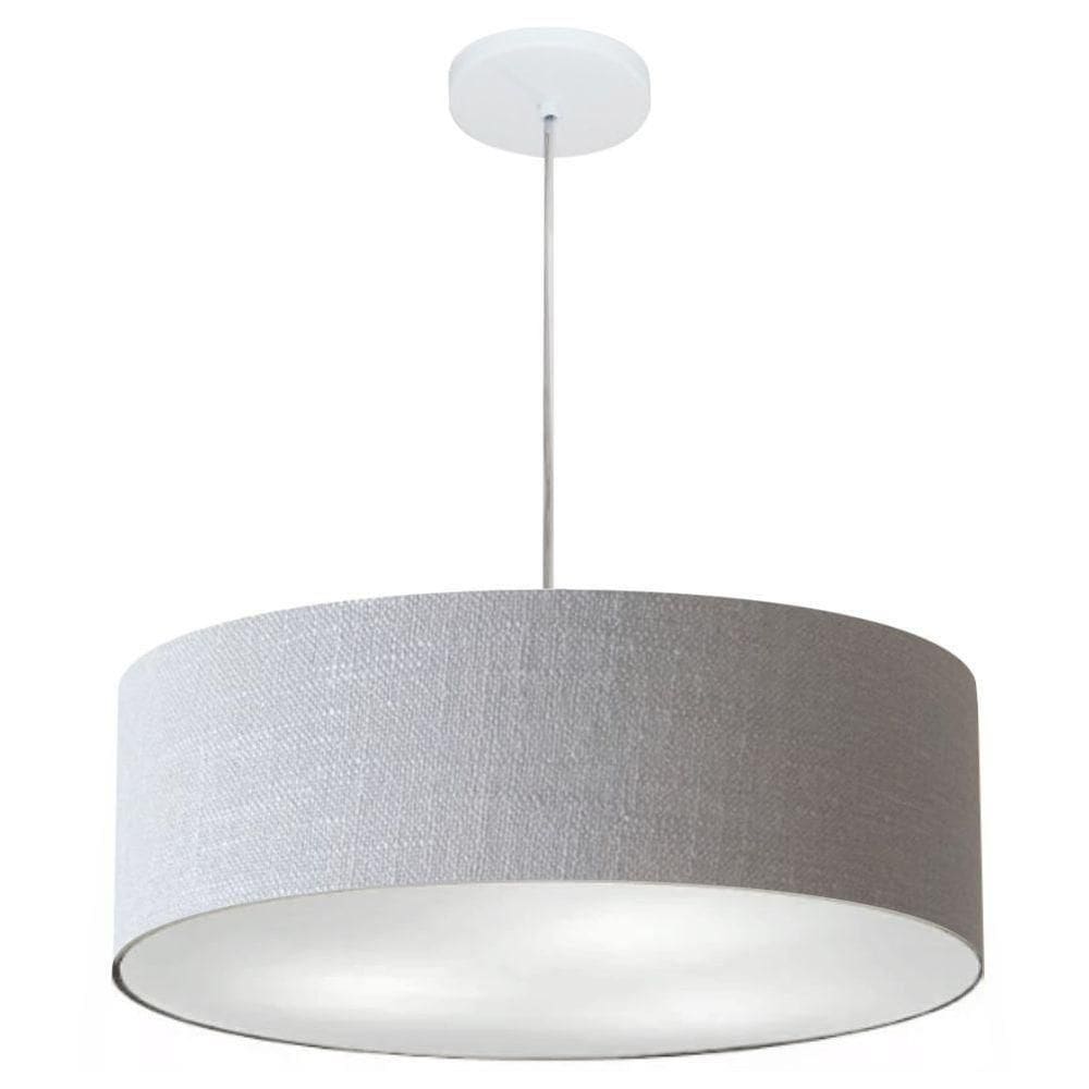 Lustre Pendente Cilíndrico Vivare Md-4218 Cúpula Em Tecido 55x15cm - Bivolt Rustico-cinza 127/220v