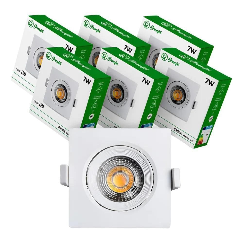 2X 5 Luminária Spot Led 7W Embutir Teto Direcionável Granfei