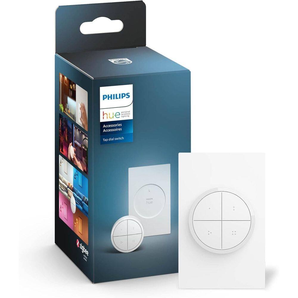 Interruptor de luz Philips Hue Wall Tap Dial portátil branco, 1 pacote