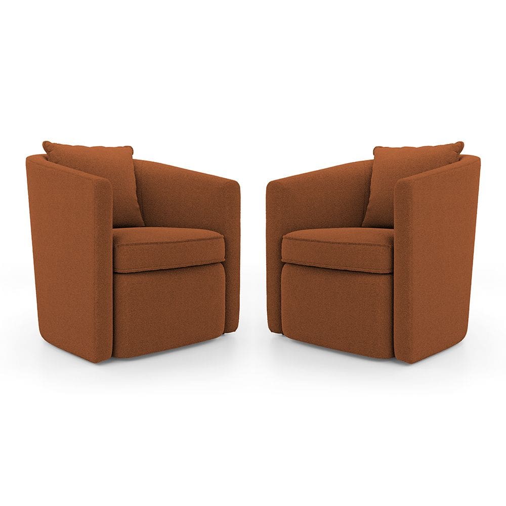 Kit 02 Poltronas Decorativas Sala de Estar Aimê Bouclê Terracota - Desk Design