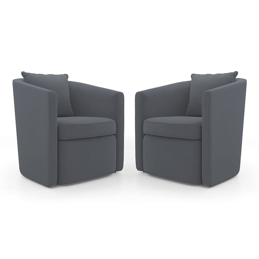 Kit 02 Poltronas Decorativas Sala de Estar Aimê Suede Cinza - Desk Design