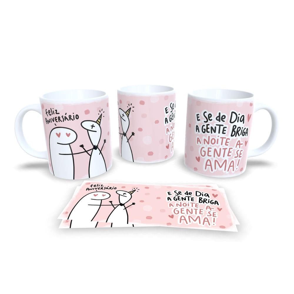 Caneca Flork Aniversário – Estampa Engraçada em Porcelana