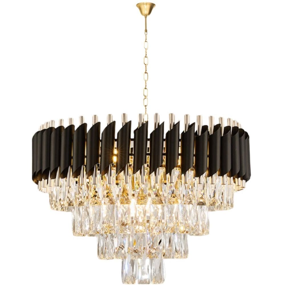 Lustre Pendente 50Cm Vana Gold Black 81 Cristais 6Xe14