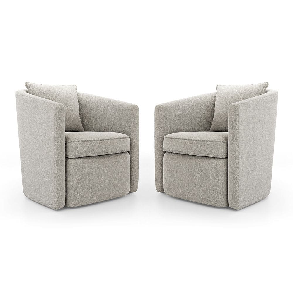 Kit 02 Poltronas Decorativas Sala de Estar Aimê Bouclê Bege - Desk Design