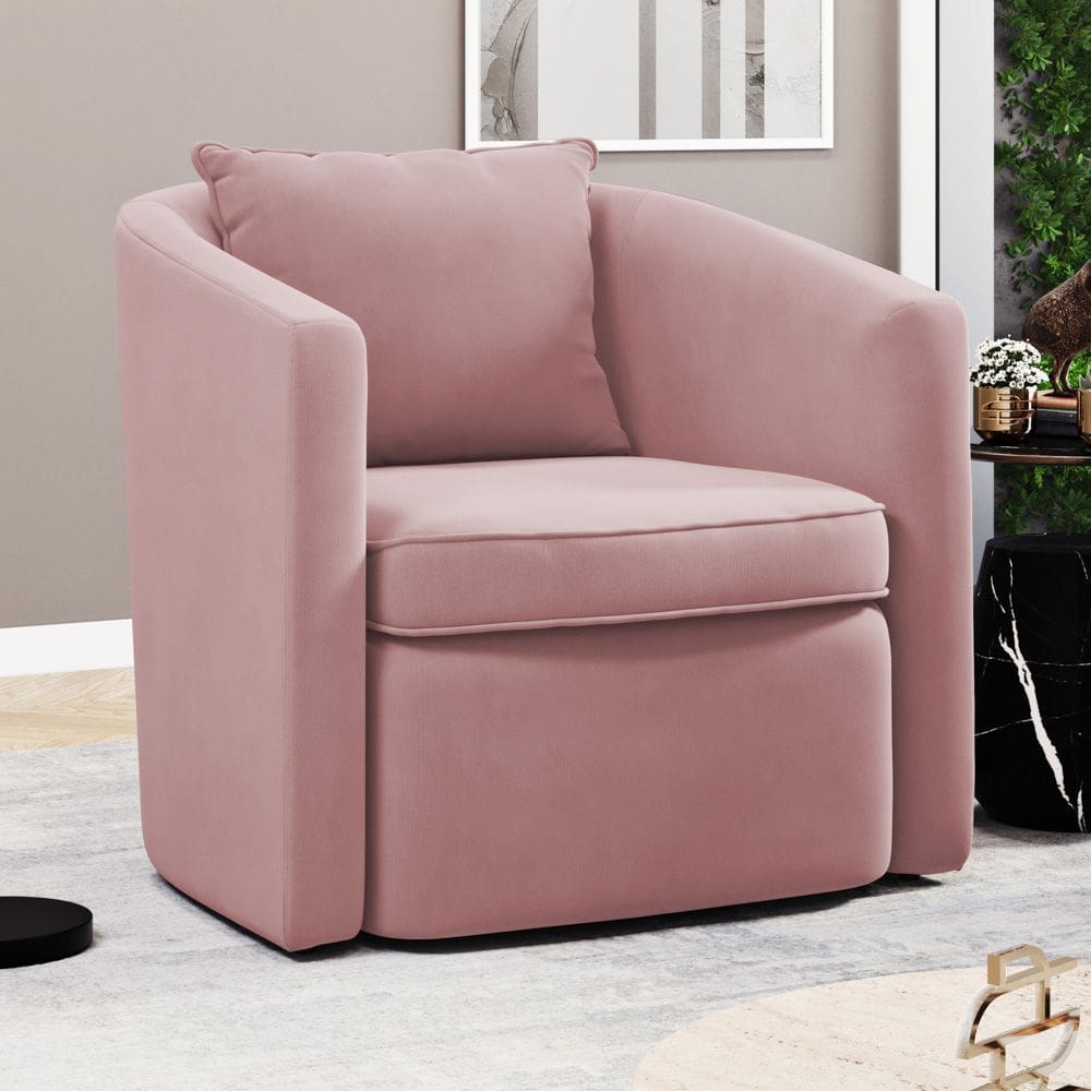 Poltrona Decorativa Sala de Estar Aimê Veludo Rosê - Desk Design