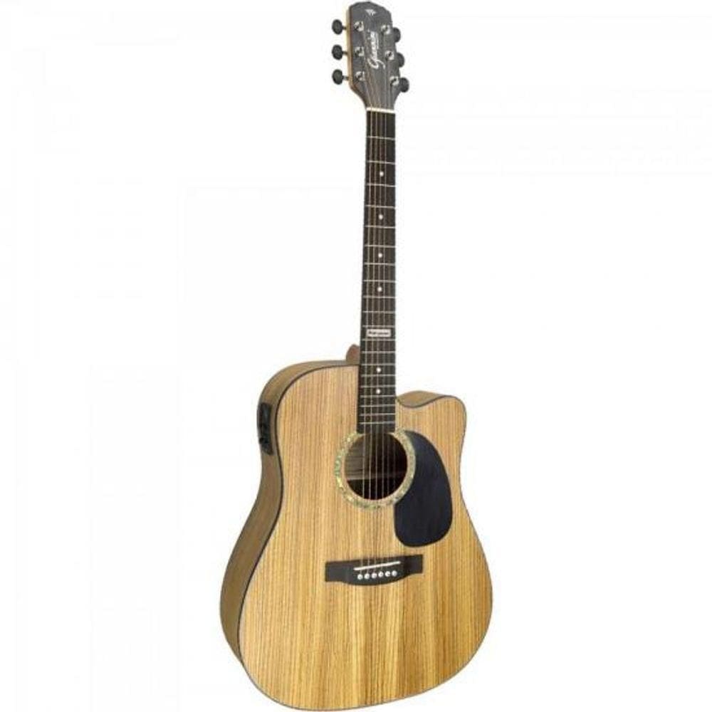 Violão Eletroacustico Dreadnought Folk Cutaway Aco Gf-1d Ceq Zebra Giannini