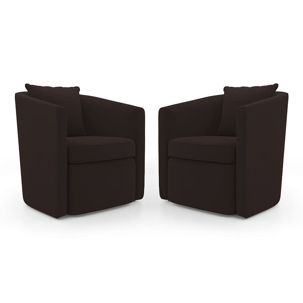 Kit 02 Poltronas Decorativas Sala de Estar Aimê Suede Marrom - Desk Design