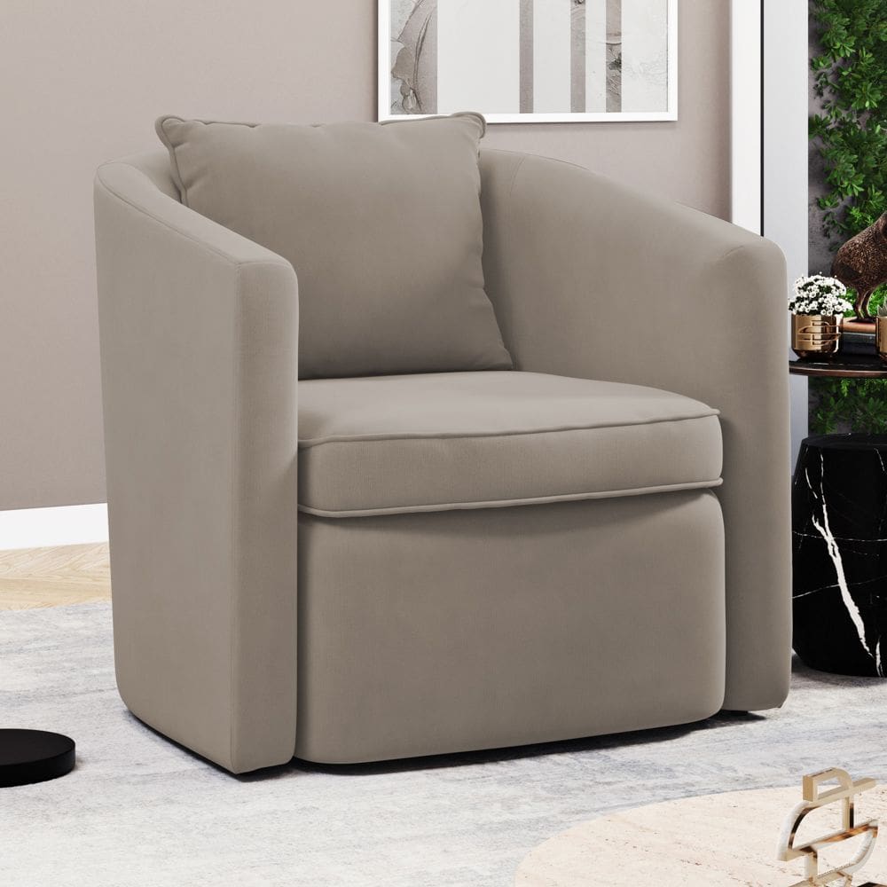 Poltrona Decorativa Sala de Estar Aimê Suede Bege - Desk Design