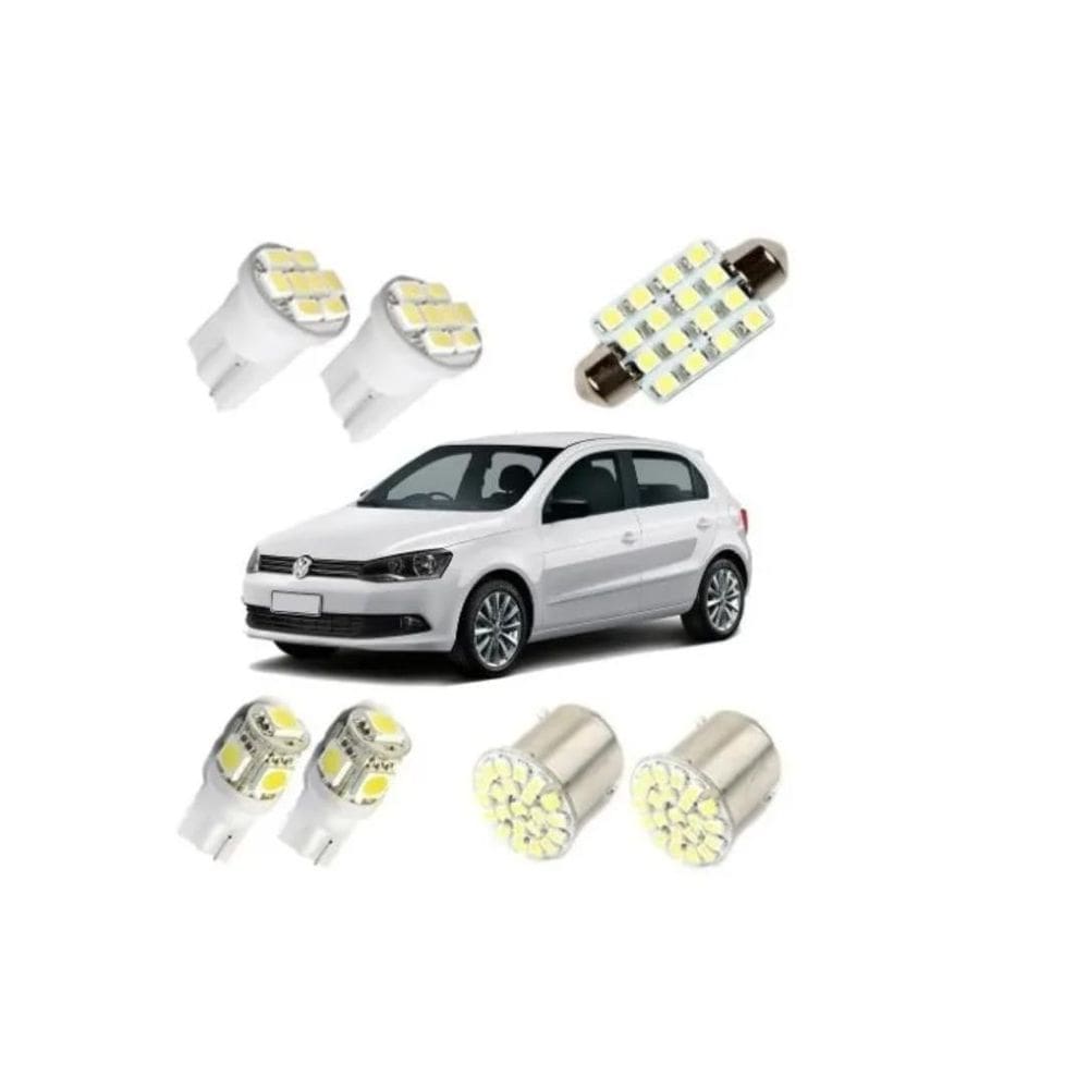Kit Lâmpadas LED Gol G2 G3 G4 G5 G6 G7 Pingo Teto Placa Ré