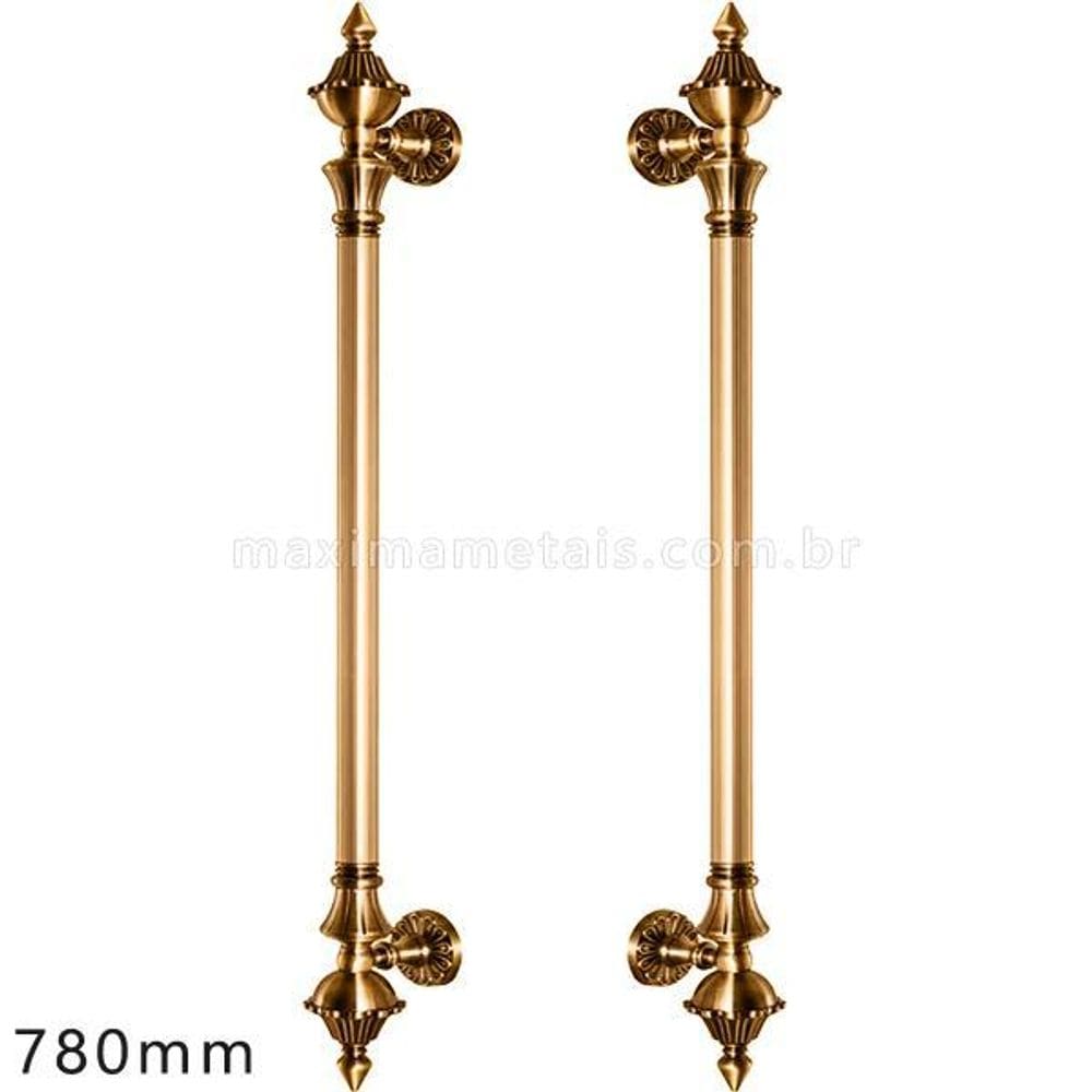 Puxador Duplo Classic 780Mm Ouro Velho Porta Pivotante
