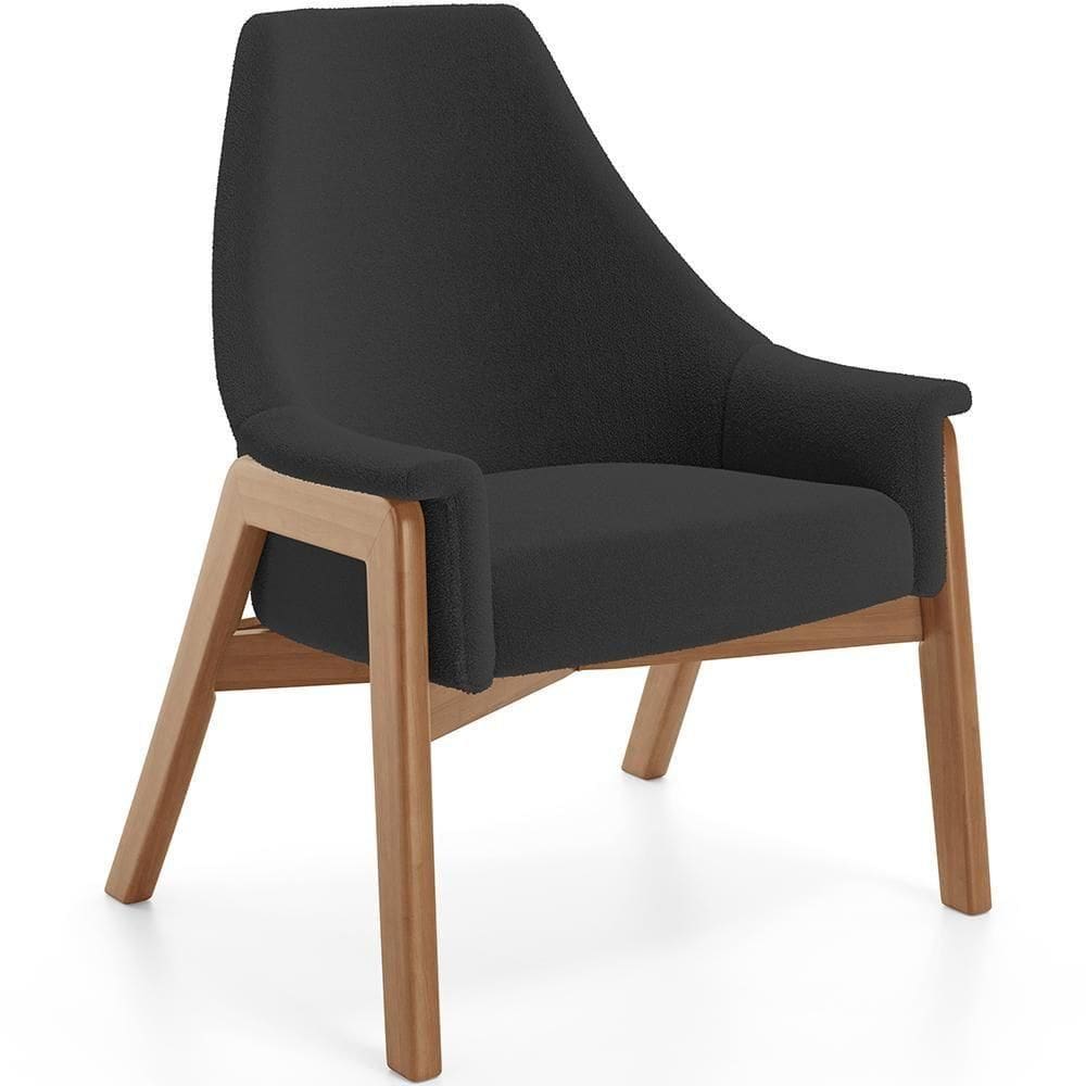 Poltrona Decorativa Sakura L02 Bouclê Preto - Lyam Decor