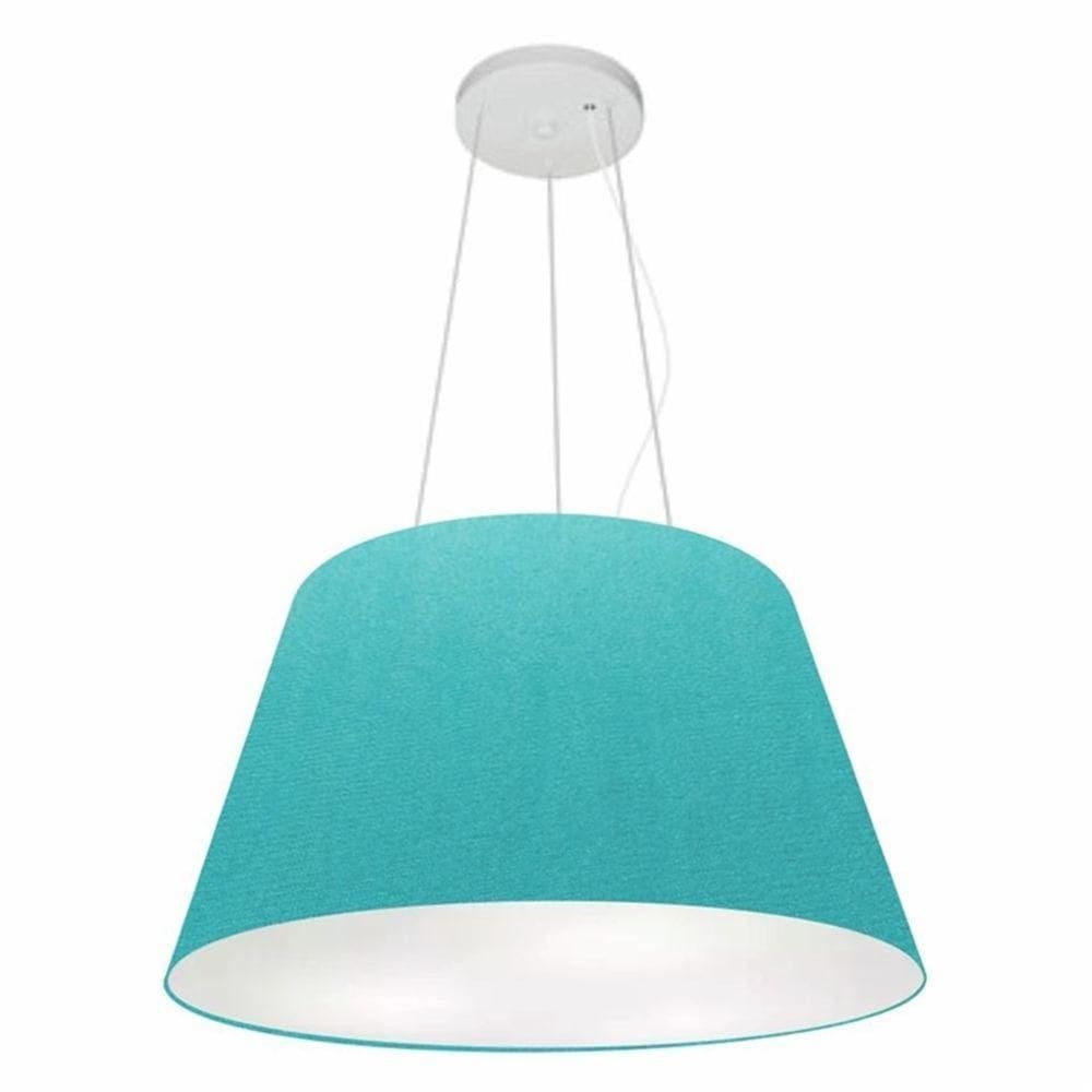 Lustre Pendente Cone Md-4141 Cúpula Em Tecido 30/50x35cm Azul Turquesa - Bivolt