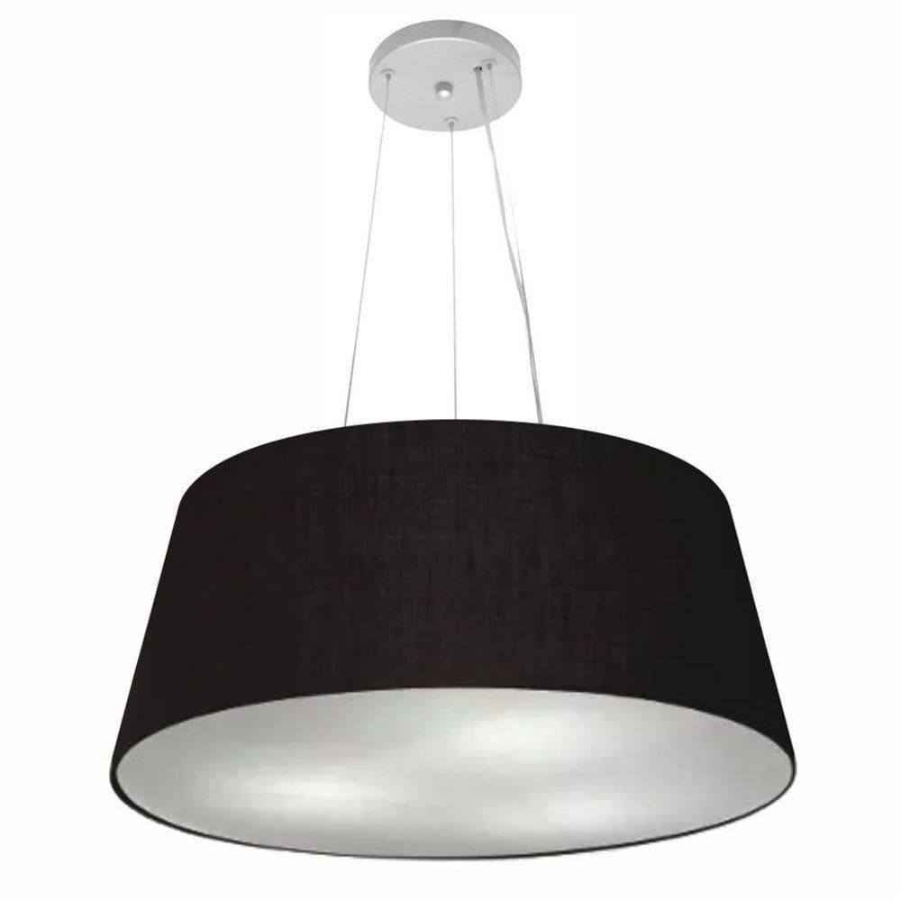 Lustre Pendente Cone Md-4062 Cúpula Em Tecido 25/60x50cm Preto - Bivolt