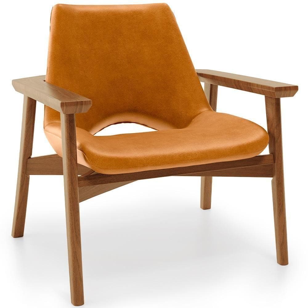 Poltrona Decorativa Living Base Madeira Becker L02 Couríssimo Whisky