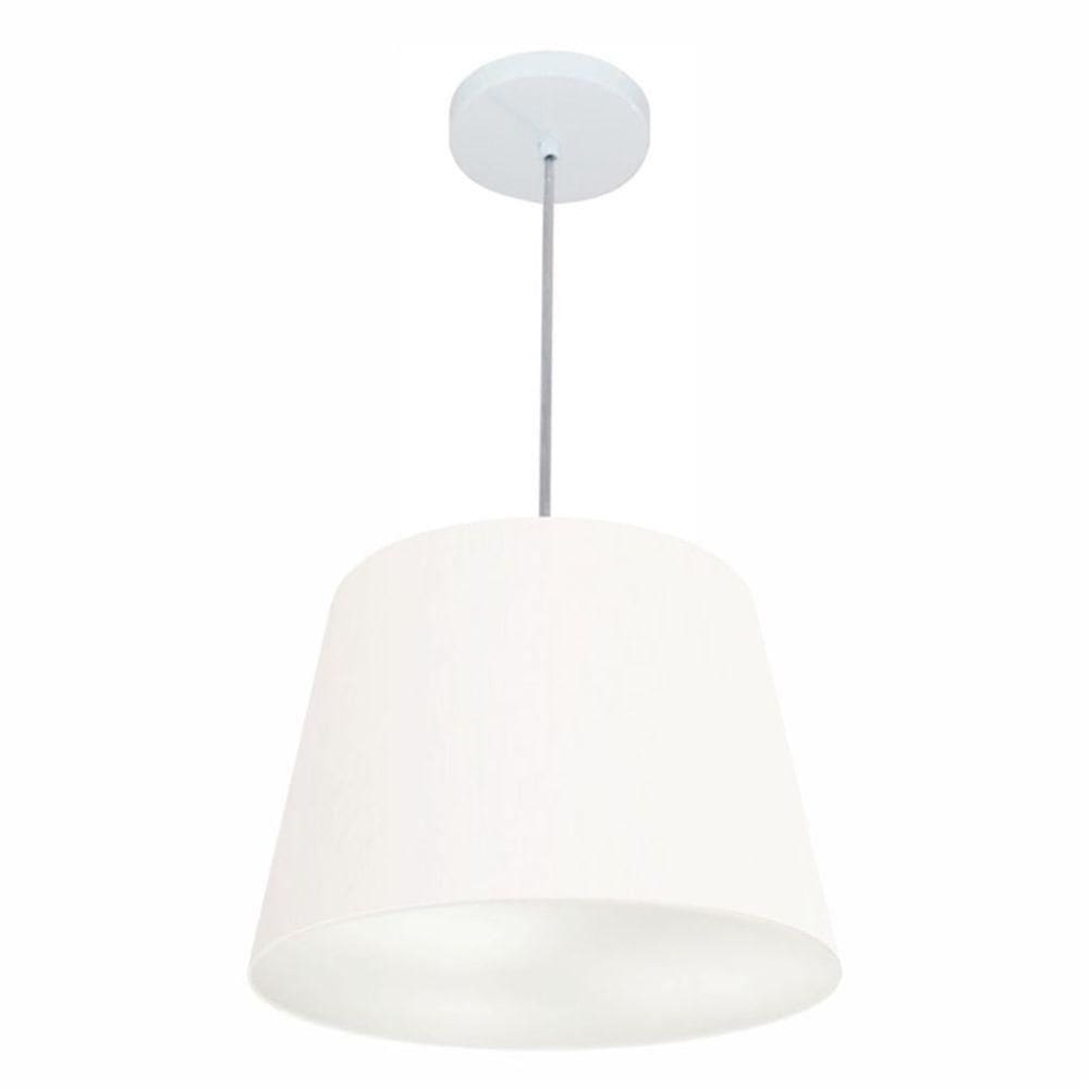 Lustre Pendente Cone Md-4155 Cúpula Em Tecido 30/40x30cm Branco - Bivolt