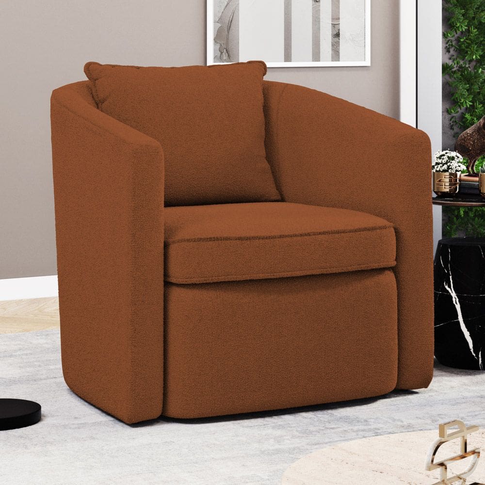 Poltrona Decorativa Sala de Estar Aimê Bouclê Terracota - Desk Design