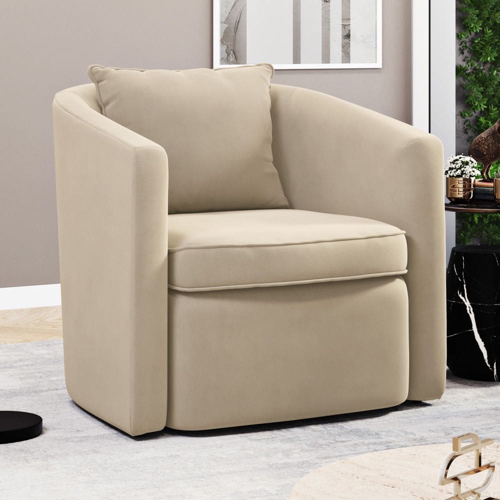 Poltrona Decorativa Sala de Estar Aimê Veludo Bege - Desk Design