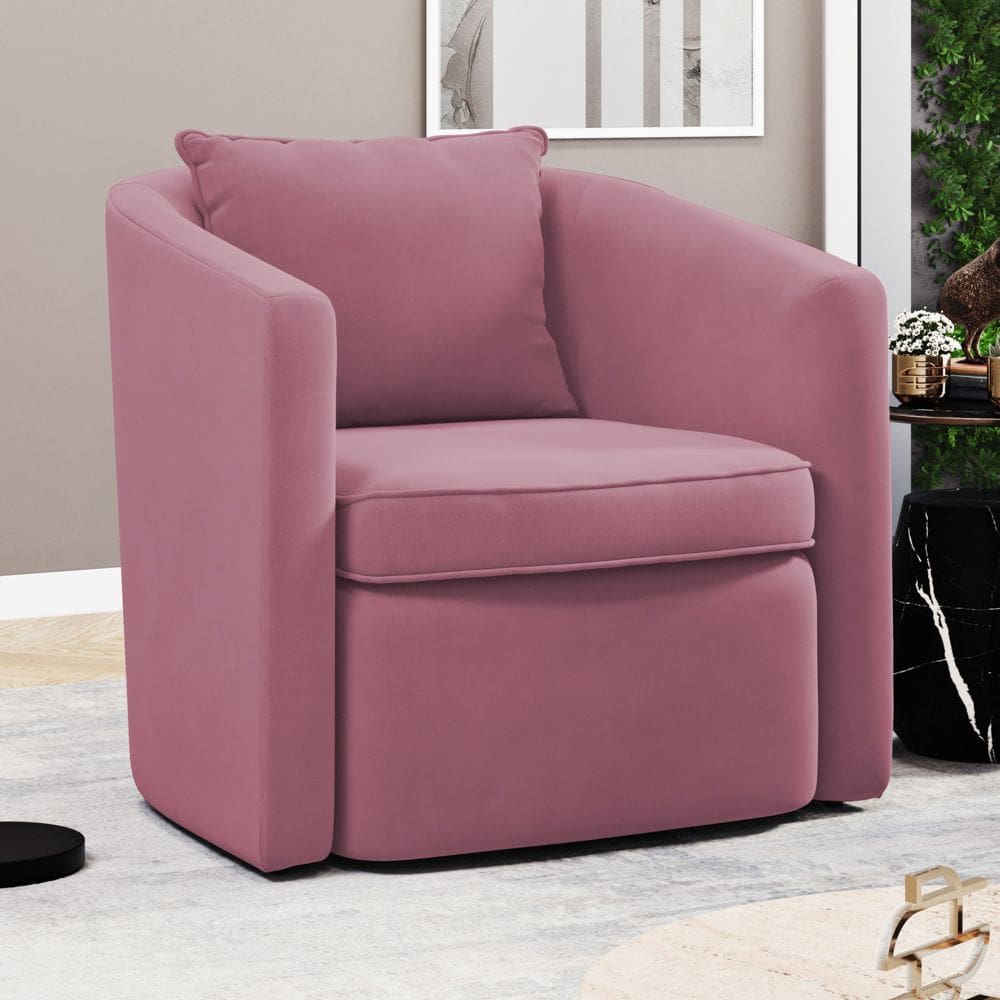 Poltrona Decorativa Sala de Estar Aimê Suede Rosa - Desk Design