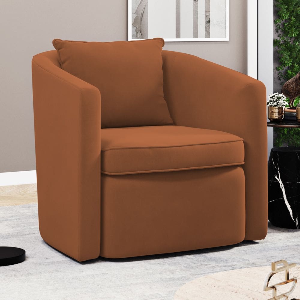 Poltrona Decorativa Sala de Estar Aimê Veludo Terracota - Desk Design