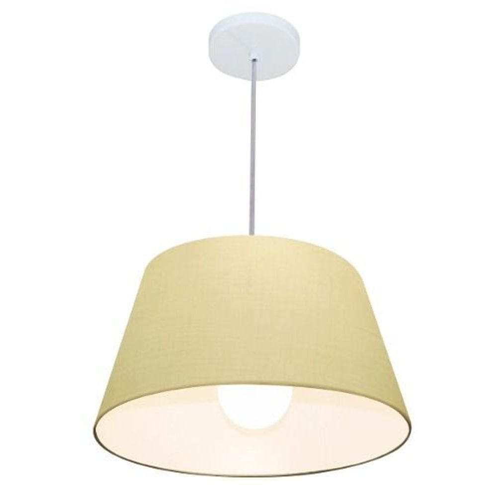 Lustre Pendente Cone Vivare Md-4039 Cúpula Em Tecido 21/40x30cm - Bivolt Algodão-crú 127/220v