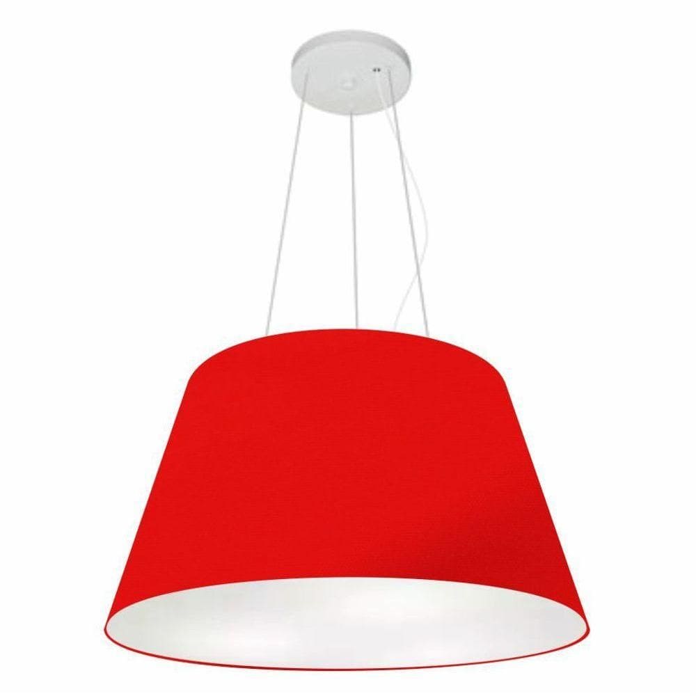 Lustre Pendente Cone Vivare Md-4141 Cúpula Em Tecido 30/50x35cm - Bivolt Vermelho 127/220v