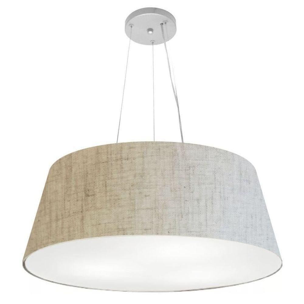 Lustre Pendente Cone Vivare Md-4072 Cúpula Em Tecido 30/80x65cm - Bivolt Rustico-bege 127/220v