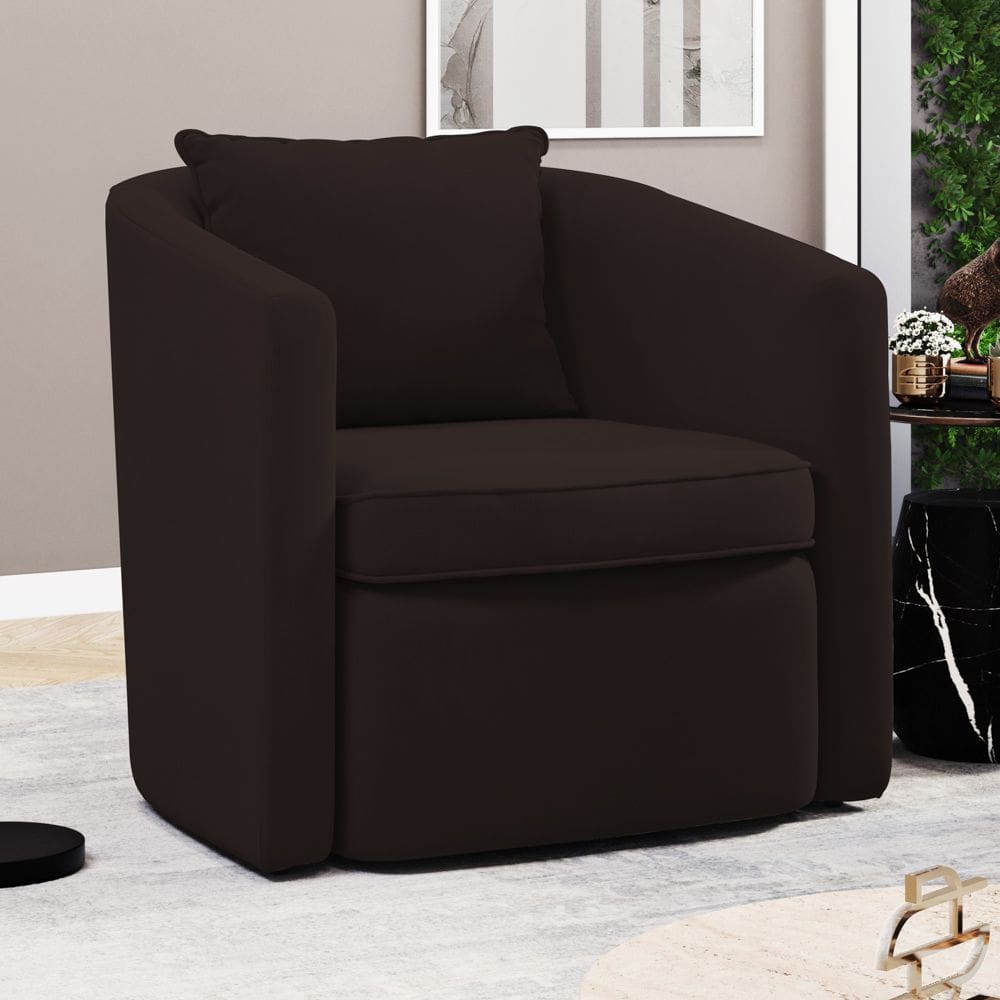 Poltrona Decorativa Sala de Estar Aimê Suede Marrom - Desk Design