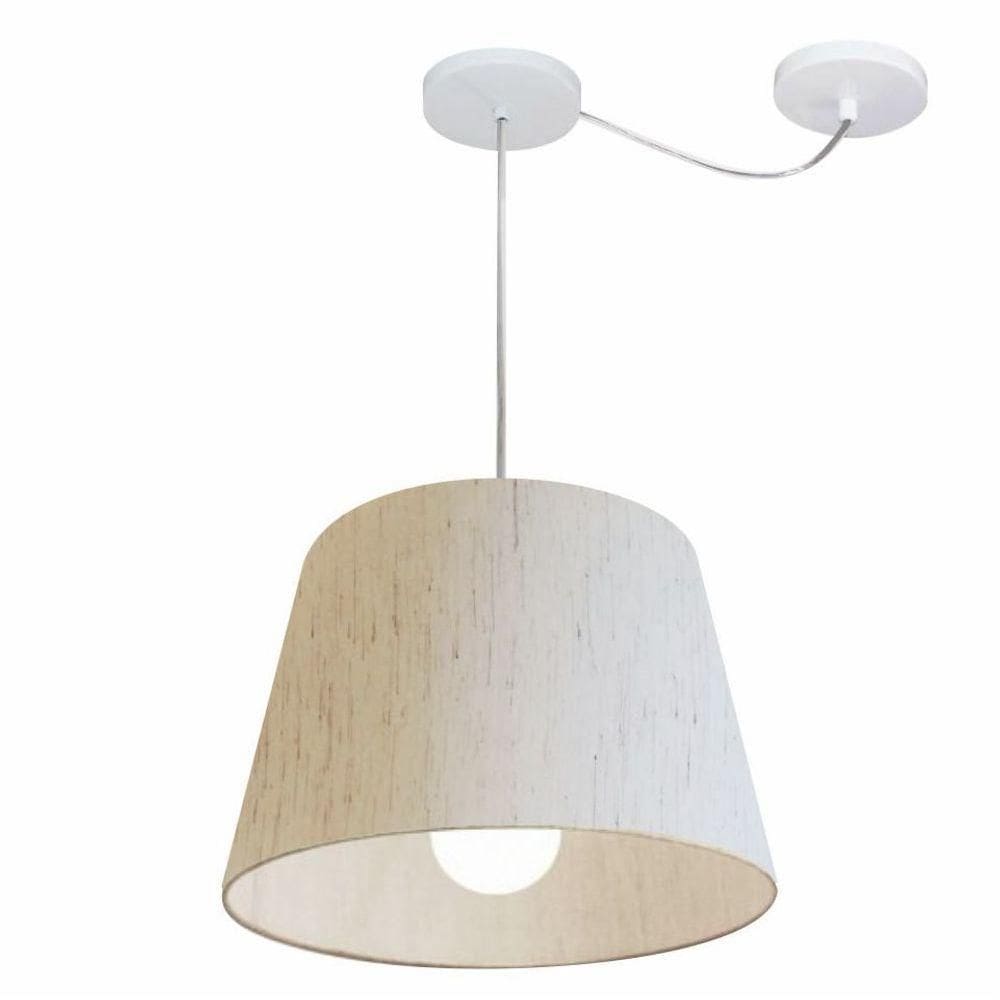 Lustre Pendente Cone Com Desvio Md-4274 Cúpula 30/30x40cm Linho Bege - Bivolt