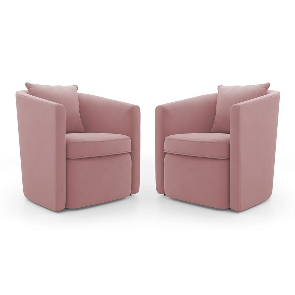 Kit 02 Poltronas Decorativas Sala de Estar Aimê Veludo Rosê - Desk Design