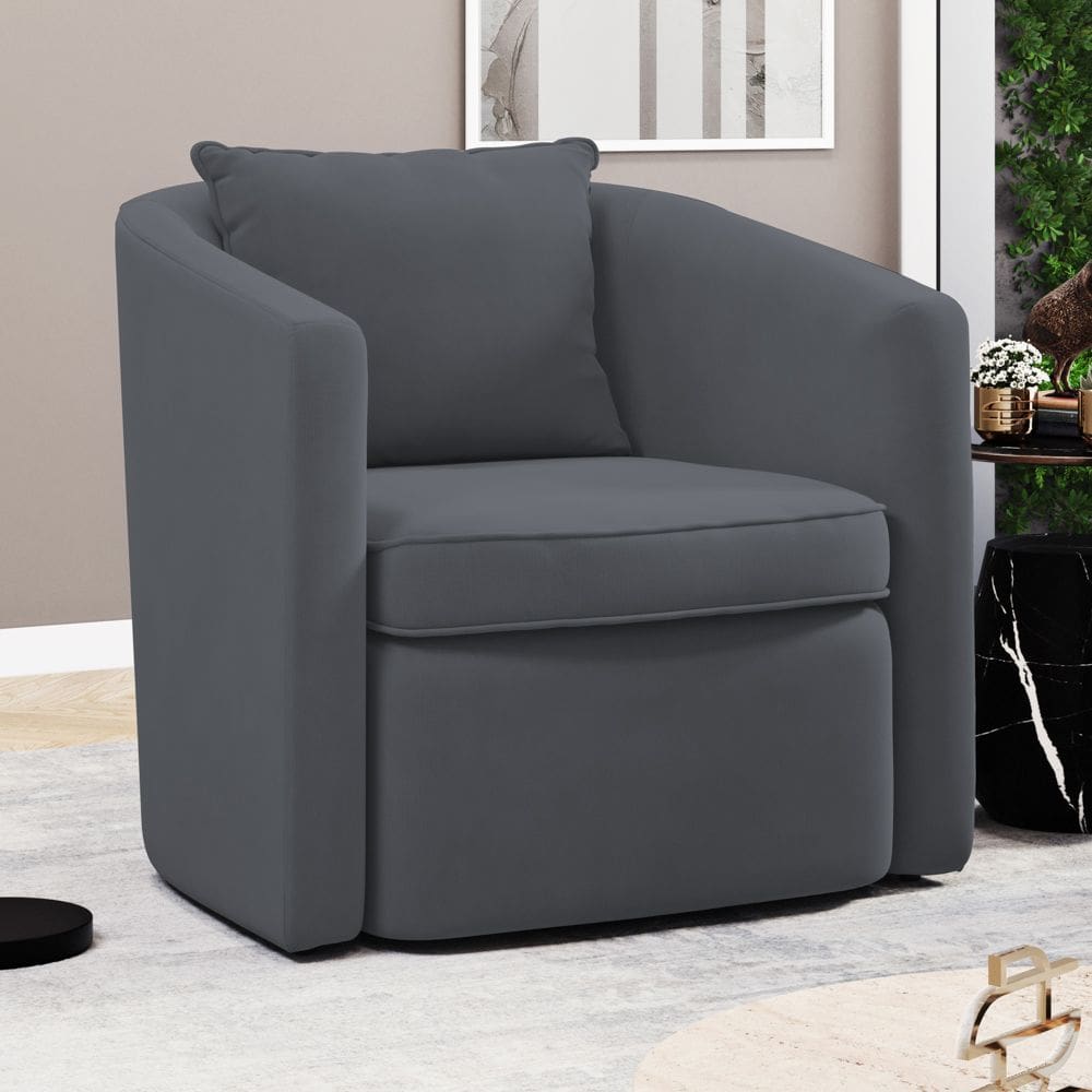 Poltrona Decorativa Sala de Estar Aimê Suede Cinza - Desk Design