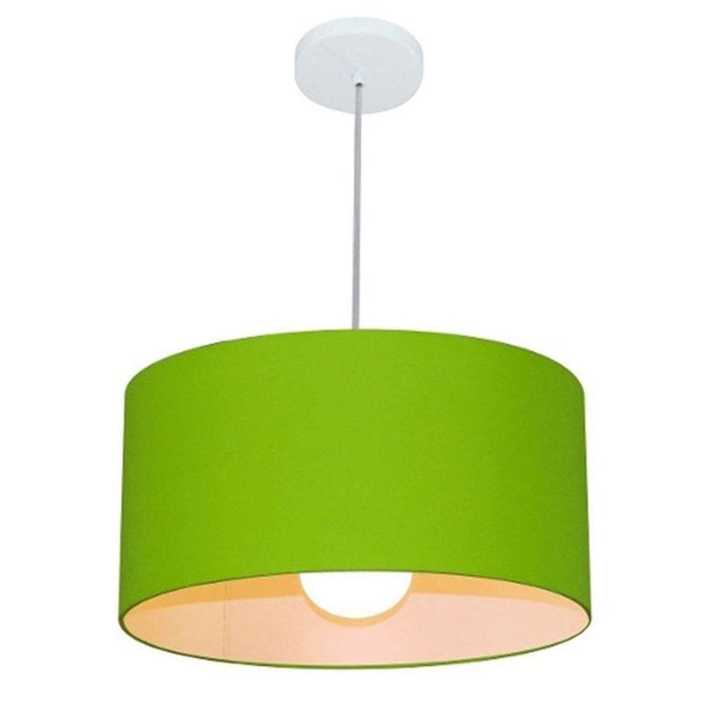 Lustre Pendente Cilíndrico Free Lux Para Mesa De Jantar, Sala, Quarto, Churrasqueira E Balcão. Verde-limão Tam: 50x21cm