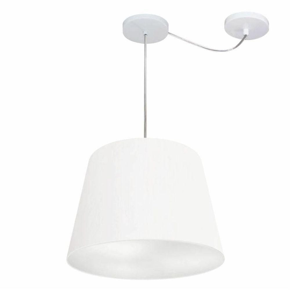 Lustre Pendente Cone Com Desvio Md-4280 Cúpula 30/30x40cm Branco - Bivolt