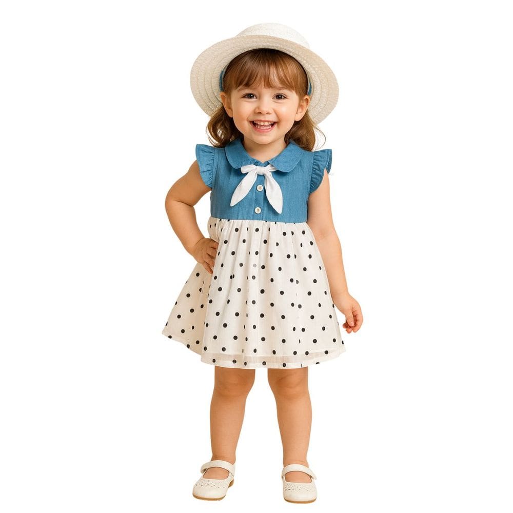 Vestido Infantil Festa Casamento Menina Chapéu Jeans Tule