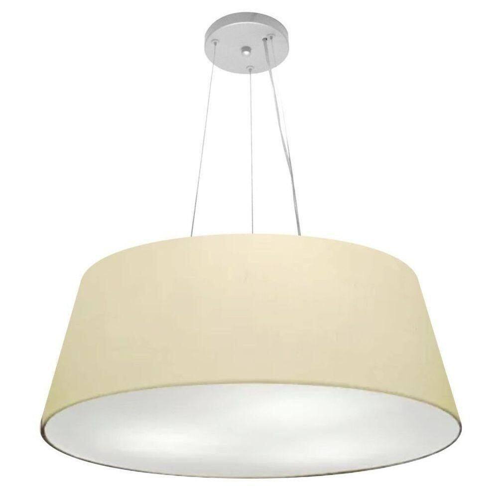 Lustre Pendente Cone Vivare Md-4002 Cúpula Em Tecido 21/60x50cm - Bivolt Algodão-crú 127/220v