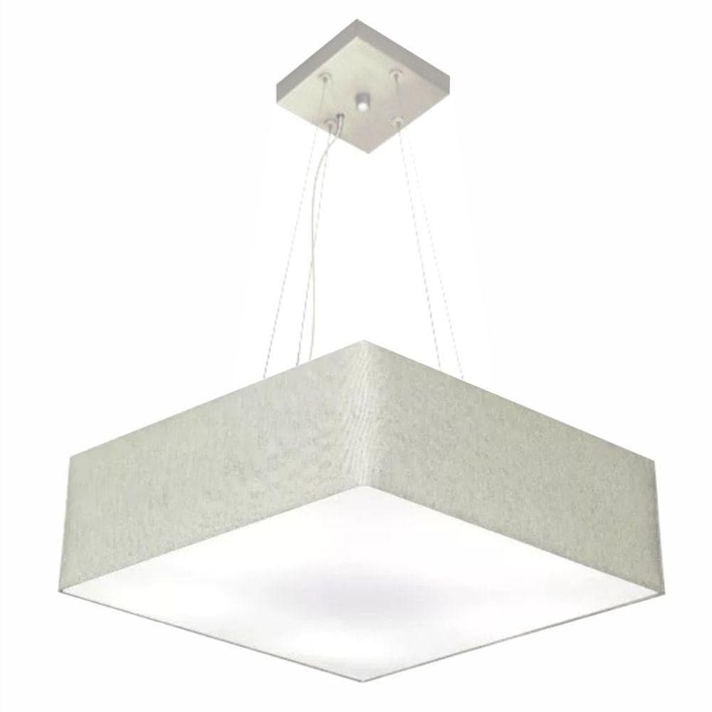 Lustre Pendente Quadrado Md-4032 Cúpula Em Tecido 15/50x50cm Rustico Cinza - Bivolt