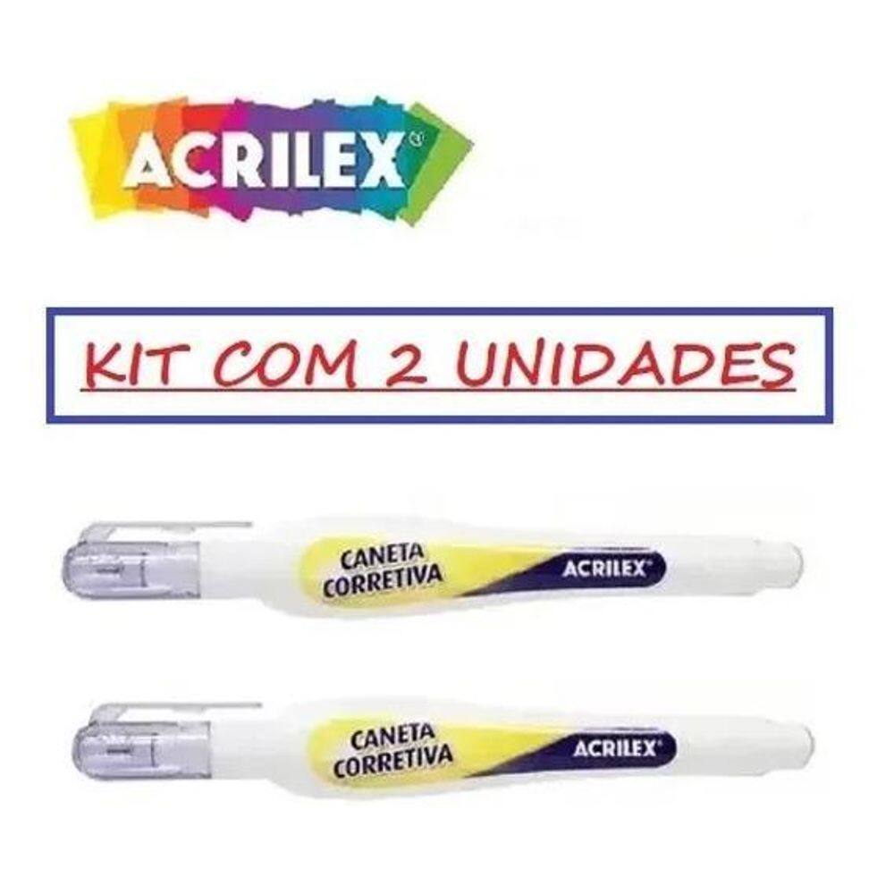 2 Canetas Corretivas Para Papel Escritório Escola Branquinho