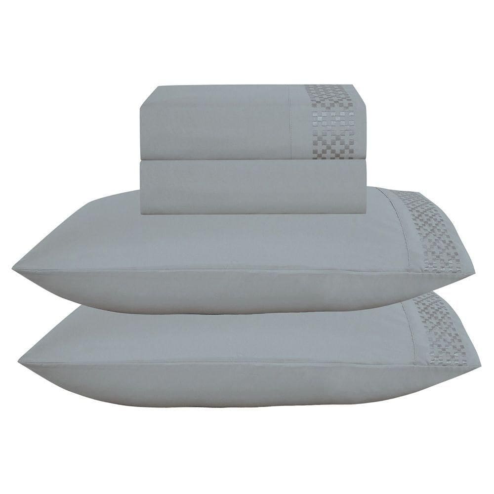 Jogo De Cama Lençol Casal Eclipse 4 Peças - Cinza - 100% Poliéster